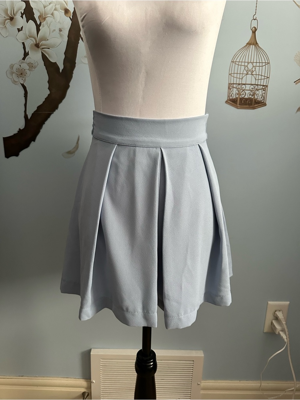 Zara Powder Blue Pleated Skirt